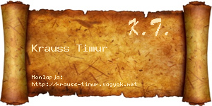 Krauss Timur névjegykártya